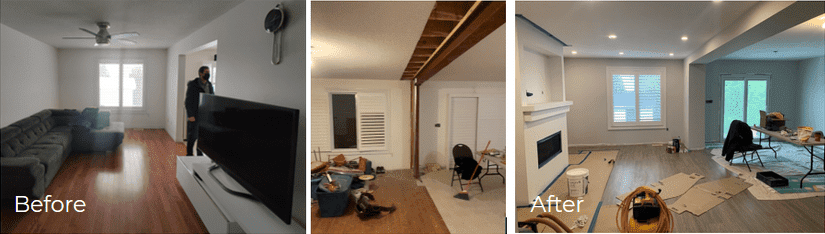 before and after wall removal project Toronto
