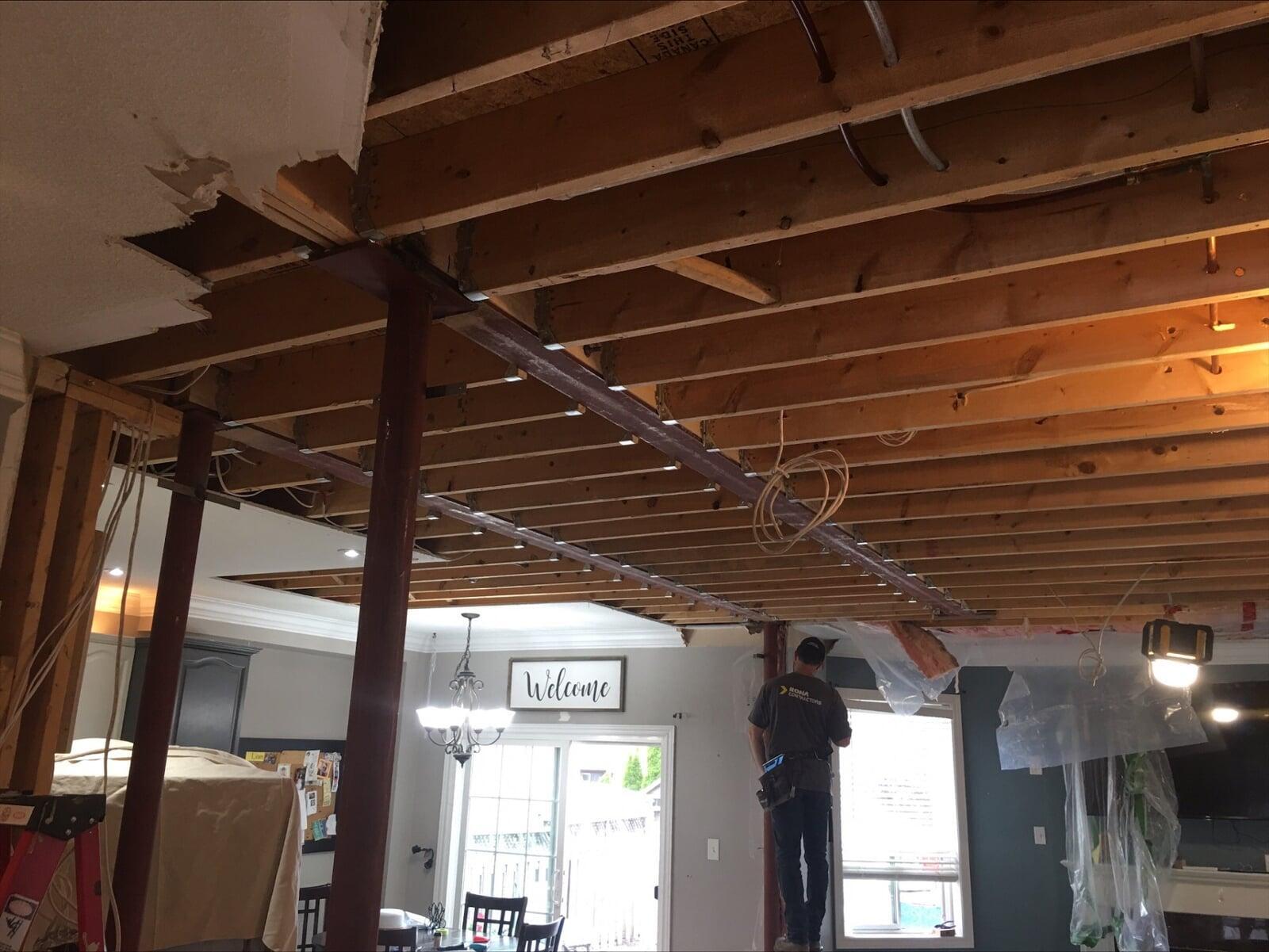 Flush steel I-beam for Wall Removal